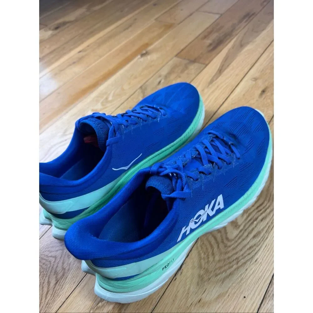 Hoka One One Mach Mens Purple Green Carbon x2 Dazzling Sneaker Size 10